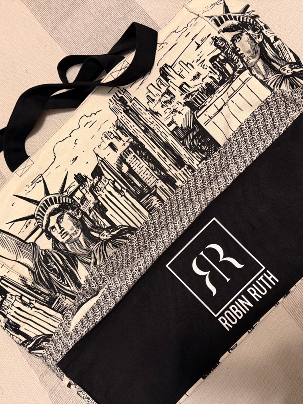 Robin Ruth Black & Cream NYC Skyline Tote Bag